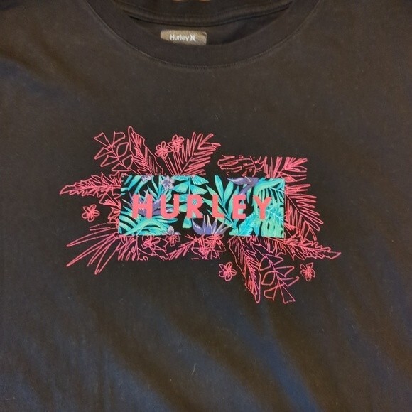 Hurley T-shirt Men's Size Medium Black Hawaiian T-Shirt Short Sleeve - Picture 3 of 7